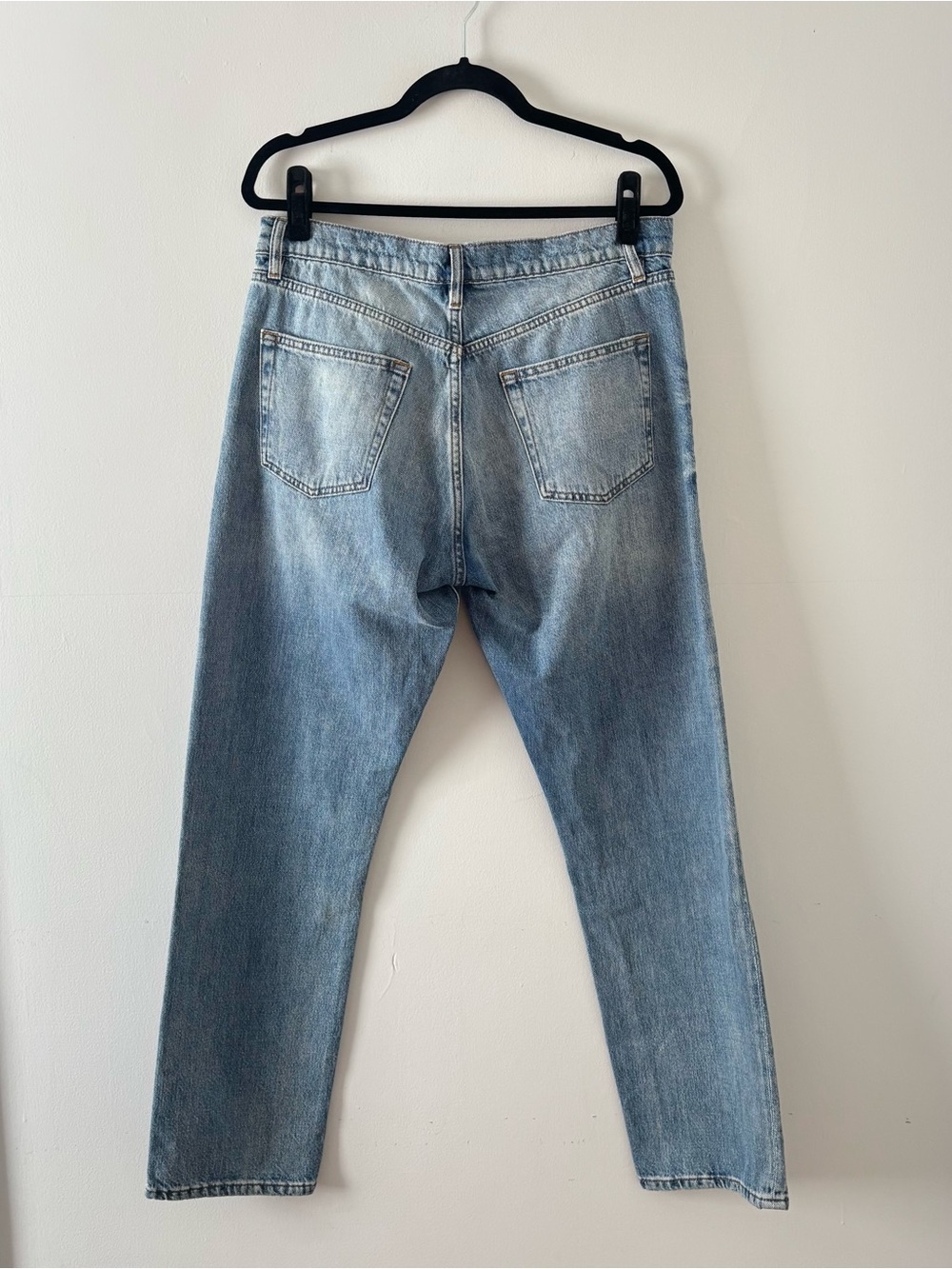 Frame Denim Le Slouch Mid-Rise Straight Leg Jeans Iceberg Button-Fly Distressed - Picture 6 of 8